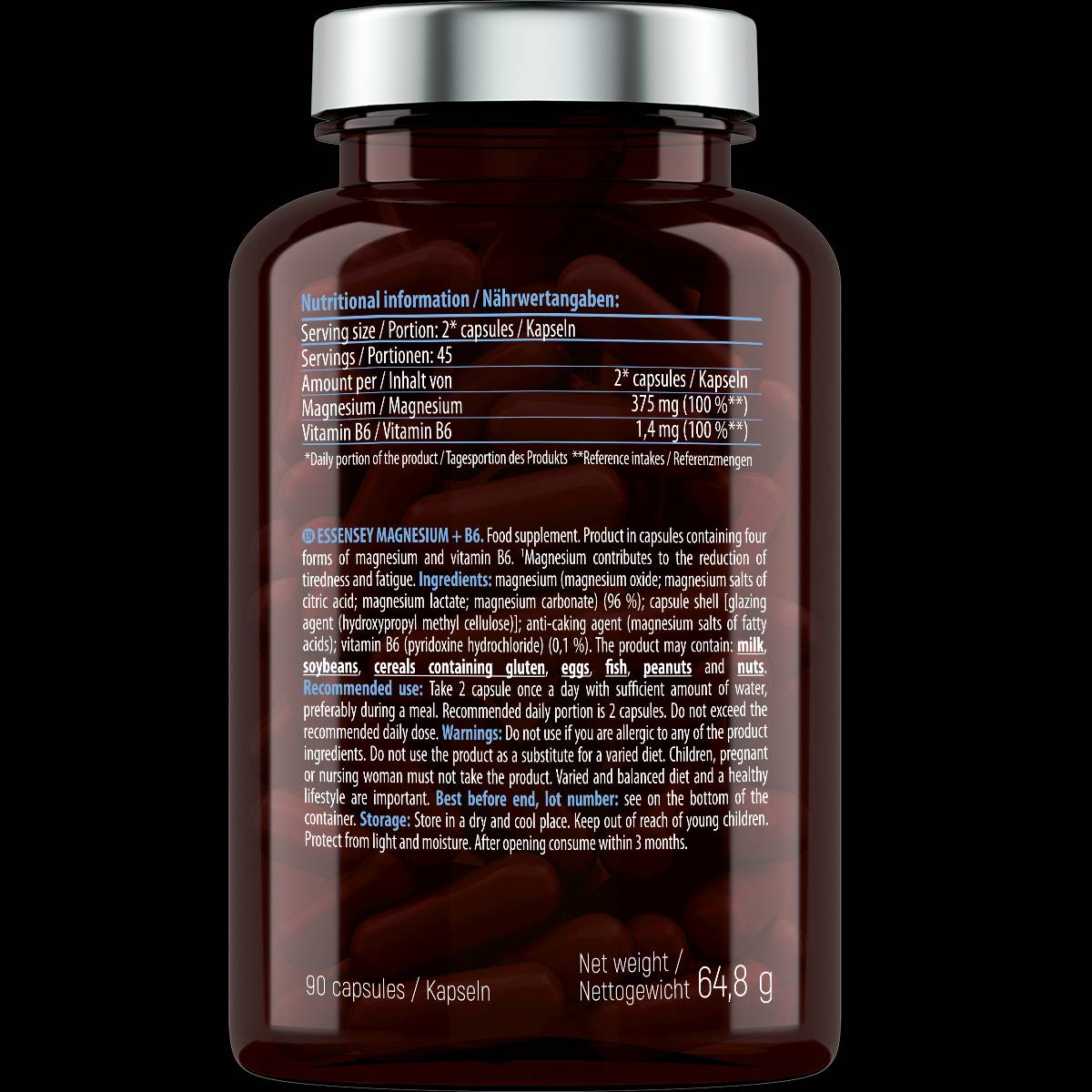 Magnesium 187.5 mg + b6 - 90 Kapselen