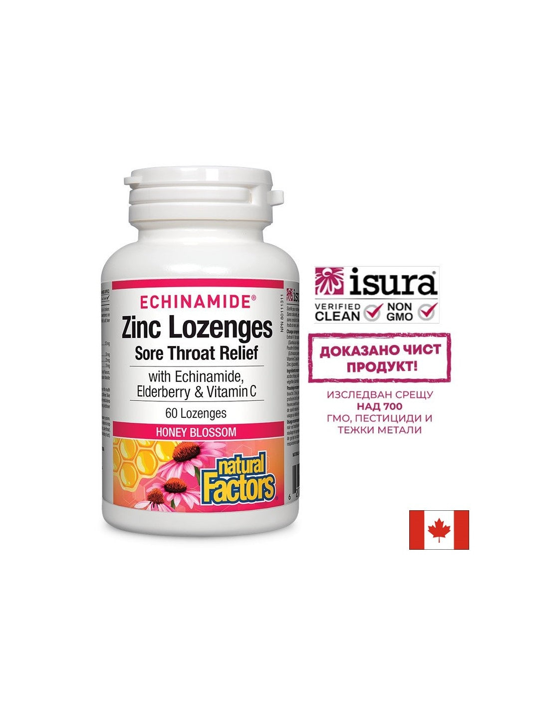 Echinamide® Zinc Lozenges | Sore Throat Relief - 60 Chewables
