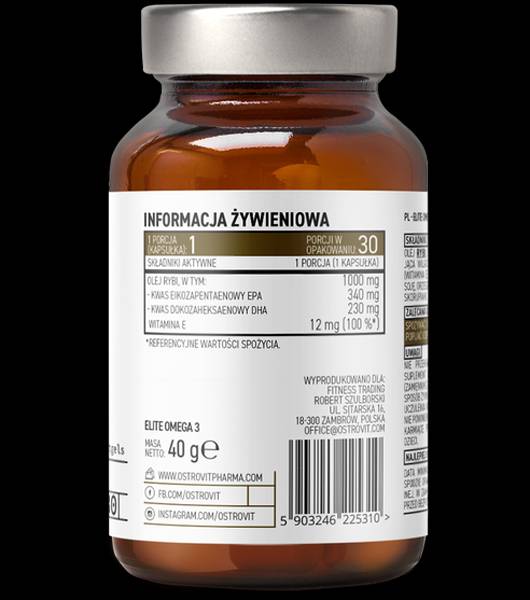 Elite Omega 3 1000 mg + vitamina E 30 Cápsulas de gel