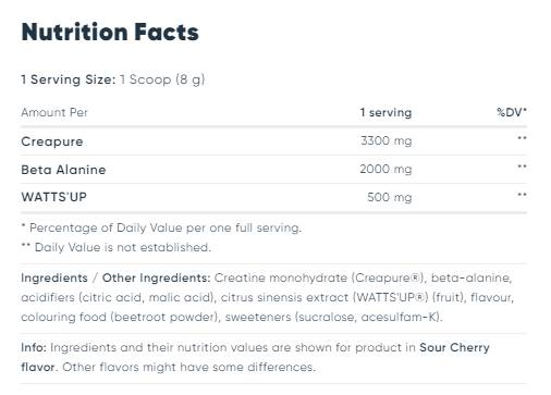 Epinė jėga | „Creapure®“ su beta -alaninu ir Watts'up® - 240 gramų