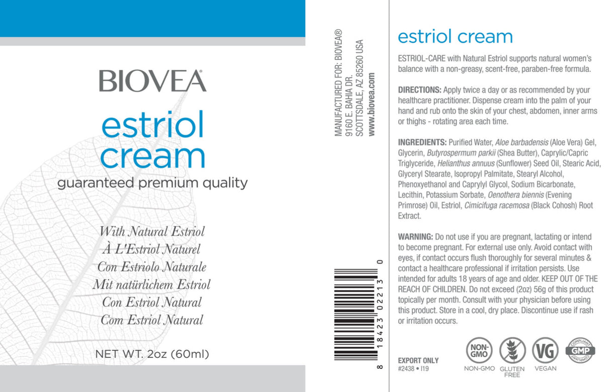 <tc>Biovea</tc> CREMA DE ESTRIOL 60 ml. / <tc>Biovea</tc> CREMA DE ESTRIOL
