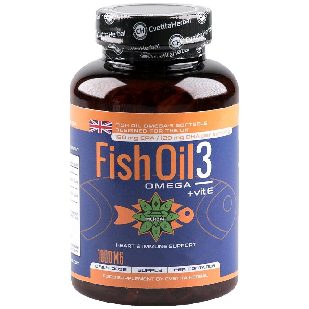 Óleo de peixe 3 + vitamina E 1000 mg - 90 cápsulas de gel