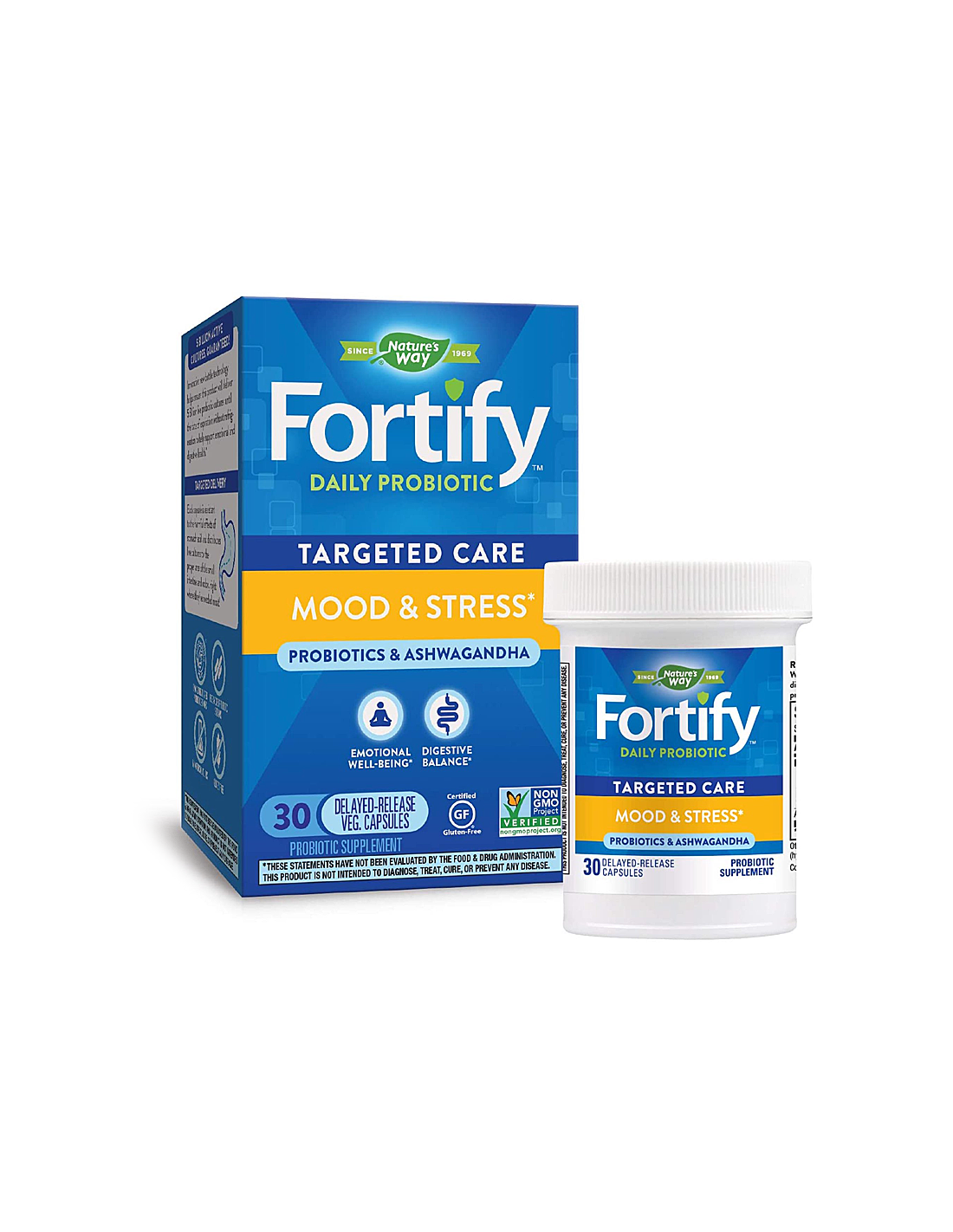 Fortify™ Daily Probiotic Mood and Stress - Fortify Probiotic Against Stress, 5 Billion Active Probiotics, 30 Capsules Nature's Way
