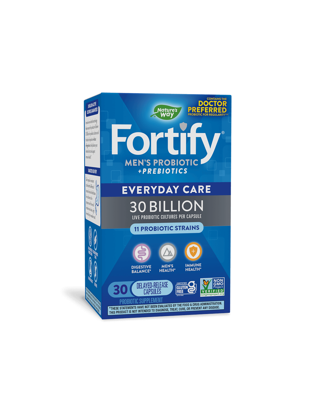 Fortify Men's Probiotic + Prebiotic Everyday Care - Fortify Men's Probiotic - 30 Billion Active Probiotics, 30 Capsules Nature's Way