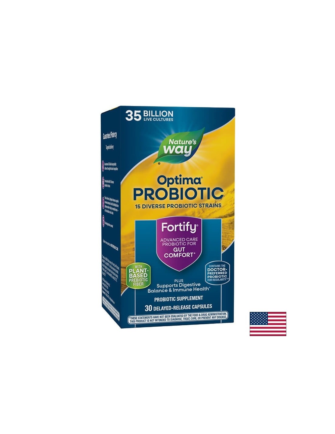 Fortify ™ Optima® Probiótico diario + prebiótico - Fortify Optima Probiótico, 35 mil millones de probióticos activos, 30 cápsulas Nature's Way
