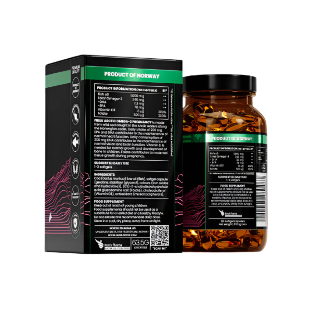 Arctic Pregnancy – Omega-3 for Pregnant Women – 100% Wild Cod from Norway – 80 Capsules