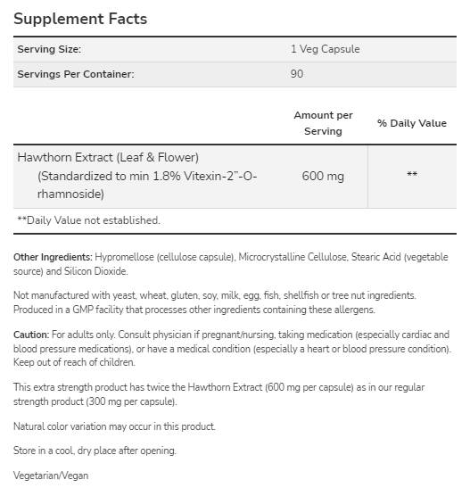Extrakt Hawthorn 600 mg | Extra síla - 90 tobolek