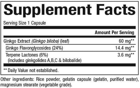 Ginkgo biloba 60 mg - 120 cápsulas