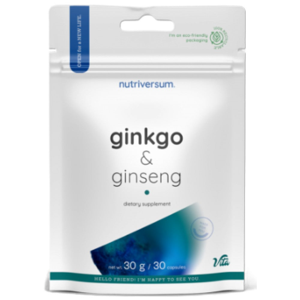 „Ginkgo“ + ženšenis | „Ginkgo Biloba“ 250 mg + Sibiro ženšenis 400 mg - 30 kapsulių