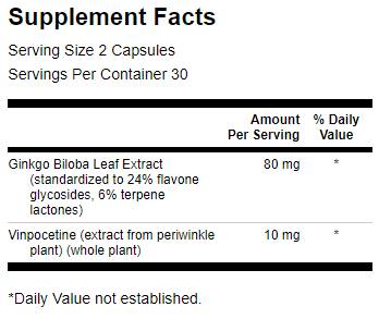„Ginkgo“ su vinpocetinu (standartizuotas) 40 mg - 60 kapsulių