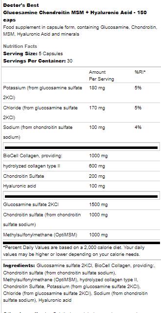 Glukosamin chondroitin msm | S kyselinou hyaluronovou - 150 tobolek