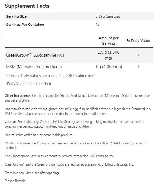 Glucosamine & MSM - 180 capsules