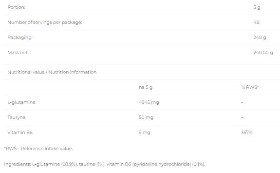 Glutamine pure - 240 gram