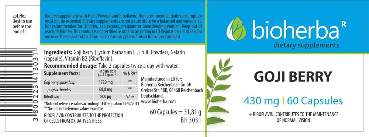 Goji Berry 430 mg - 60 tobolek