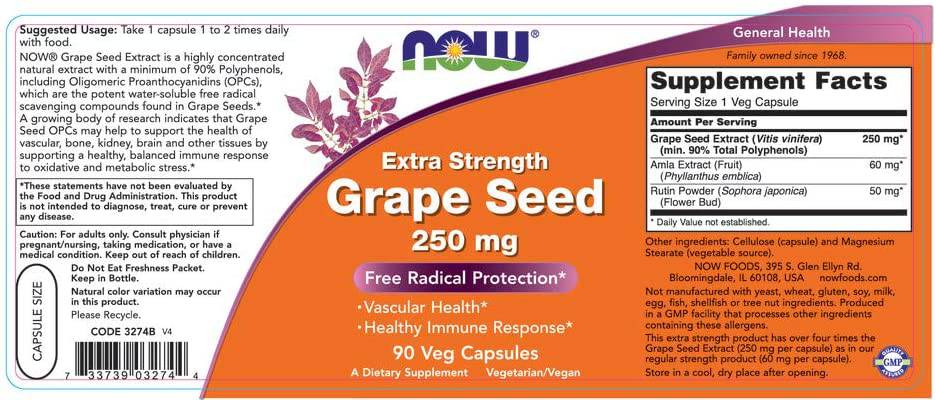 Semilla de uva 250 mg/fuerza adicional - 90 cápsulas