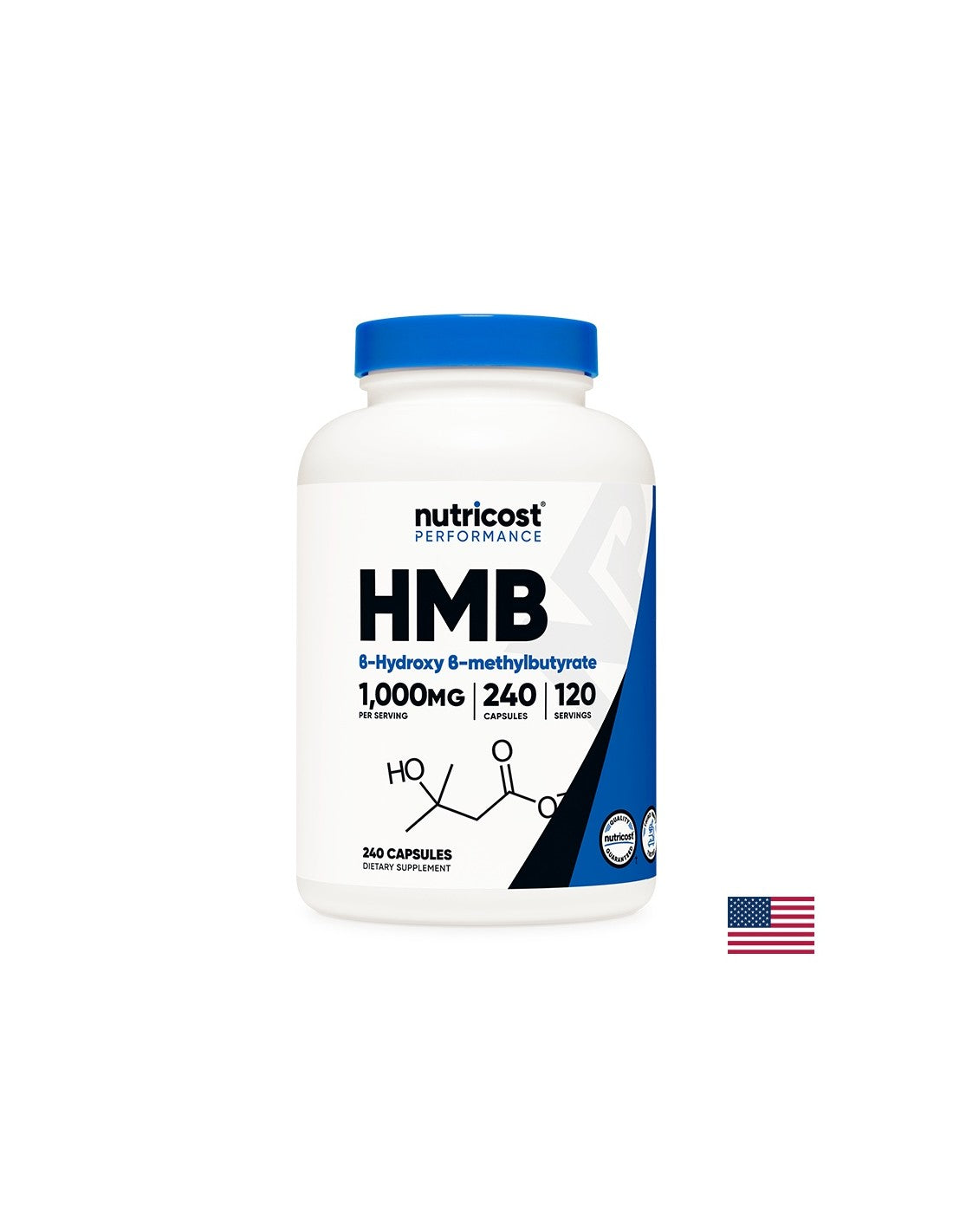 Para deportistas activos - HMB (Beta-hidroxi-beta-metilbutirato), 500 mg/240 cápsulas, 120 dosis <tc>Nutricost</tc>