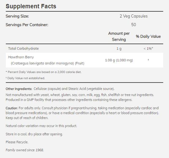 Hawthorn Berry 540 mg - 100 cápsulas