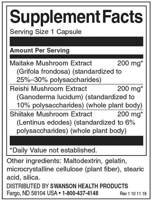 High-Potency Triple Mushroom Standardized Complex - 60 capsules