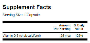 Héich Potenz Vitamin D3 1000 IU - 250 Kapselen
