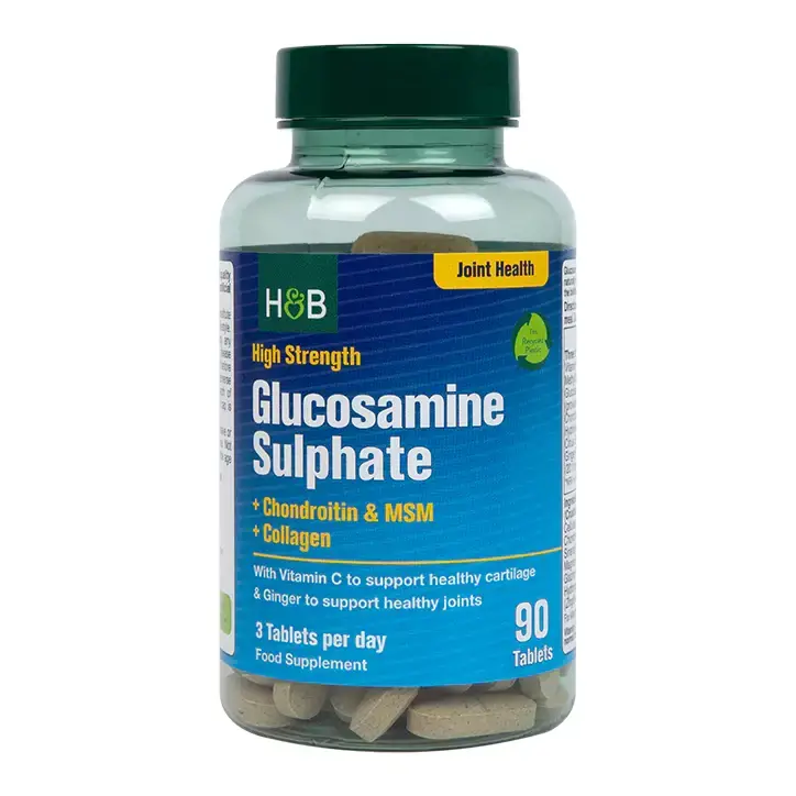 Sulfato de glucosamina de alta resistencia | Con condroitina, MSM y colágeno - 90 tabletas