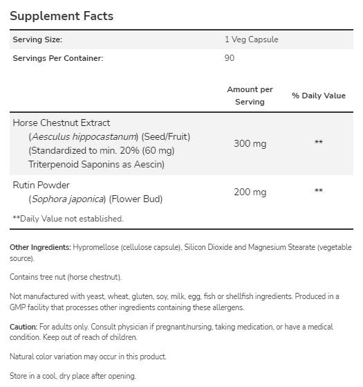 Castaño de caballos 300 mg - 90 cápsulas