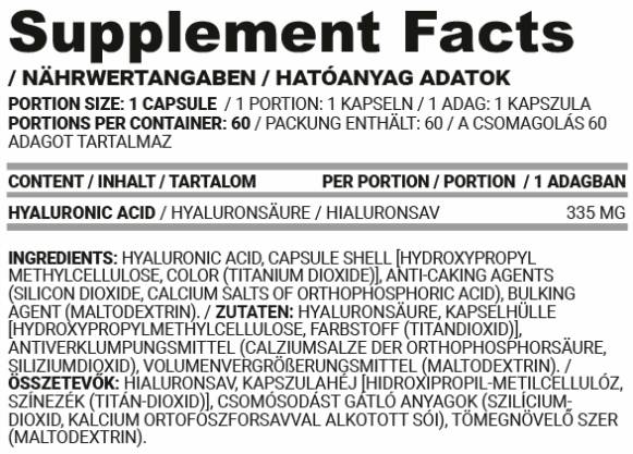 Hyaluron Caps | Hyaluronic Acid 335 mg - 60 capsules