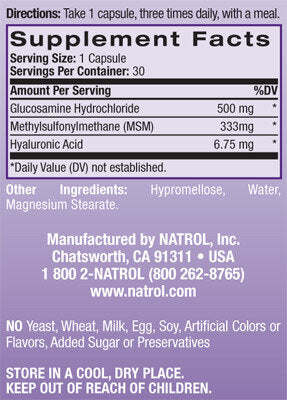 Hyaluronic Acid MSM Glucosamine 90 Caps.