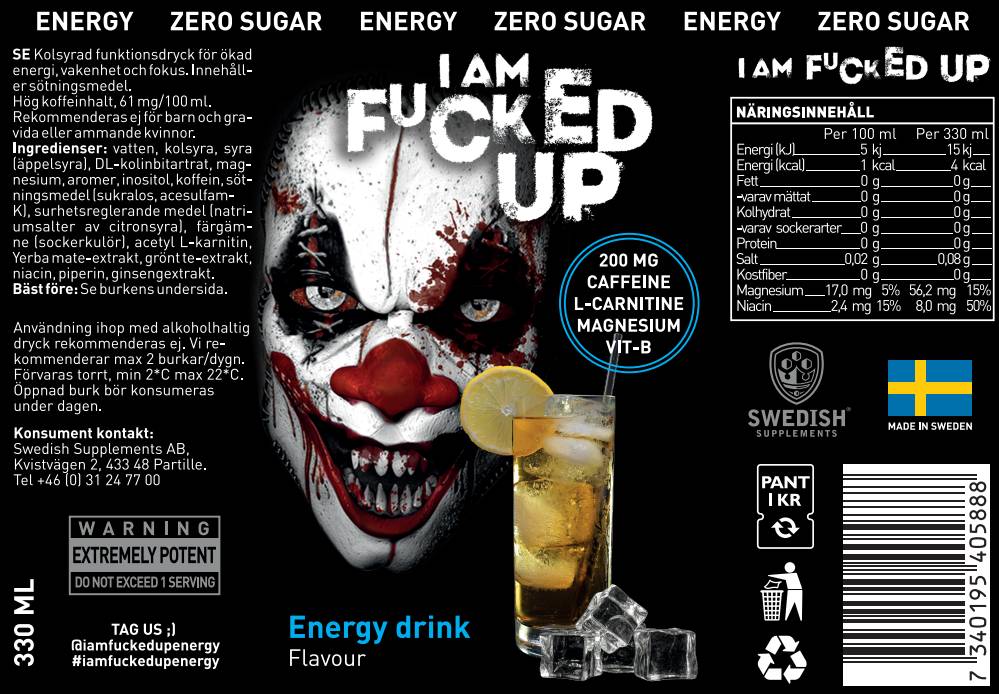 Eu sou F#cked up Joker | Bebida energética ~ zero açúcar - 330 ml
