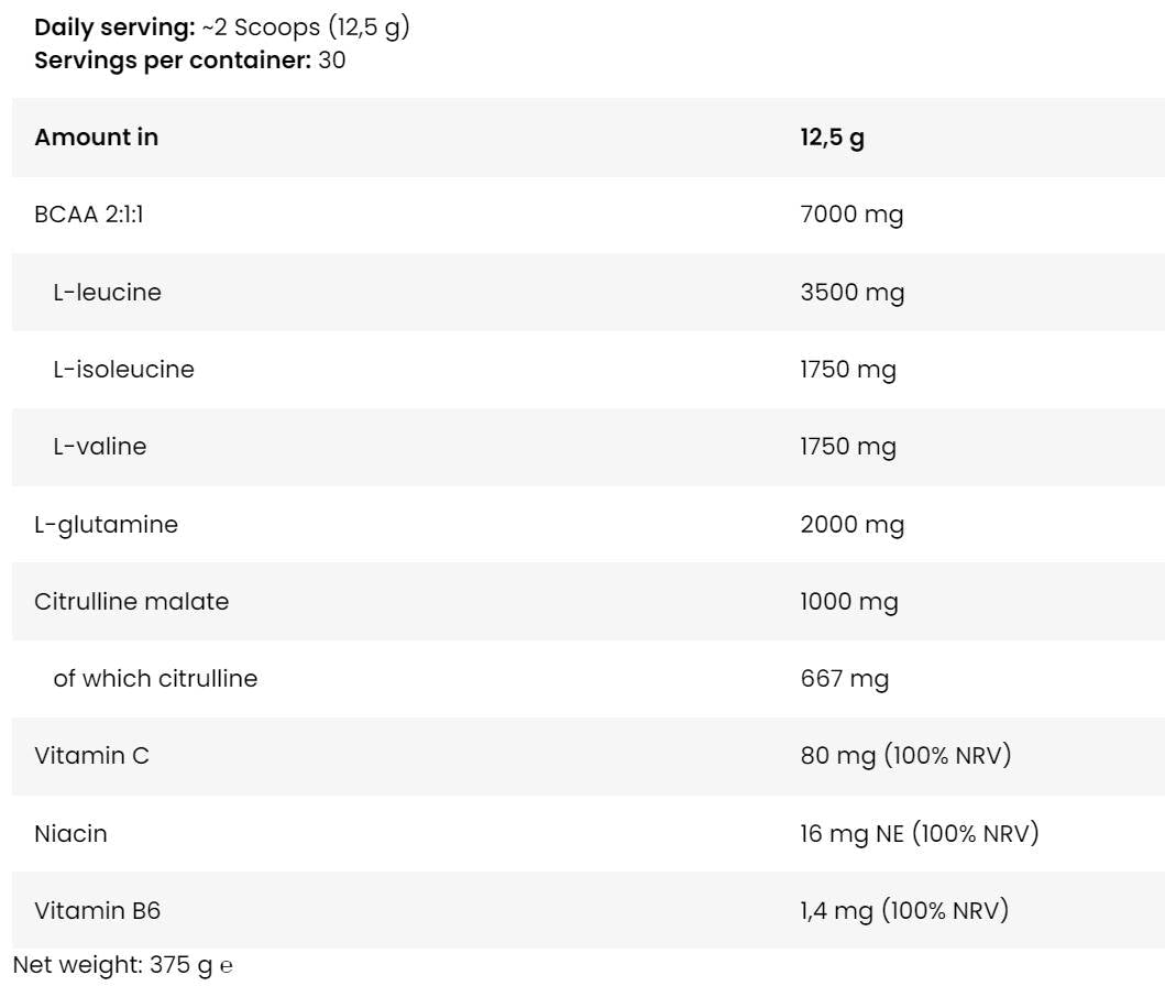 ICE BCAA | with L-Glutamine & L-Citrulline - 375 grams
