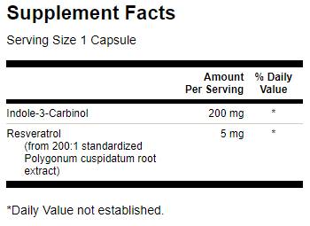 Indole-3-Carbinol with Resveratrol 200 mg - 60 capsules