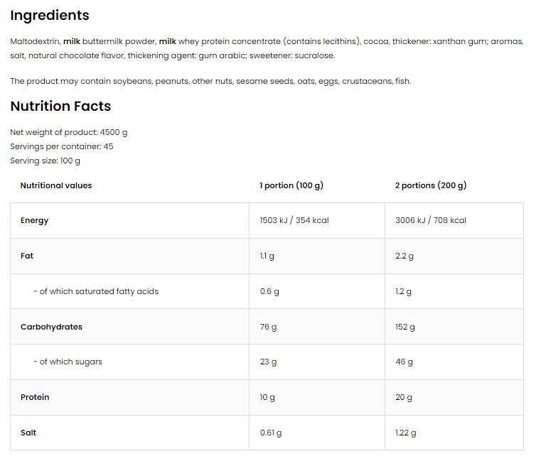 GainLicious/Rapid Mass Gainer 4500 gramm