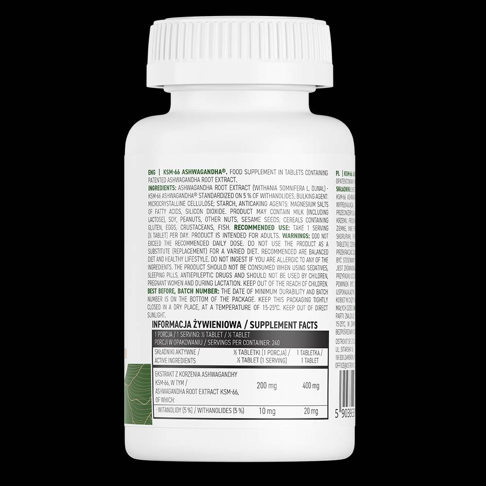 KSM-66 Ashwagandha 400 mg 120 tabletas