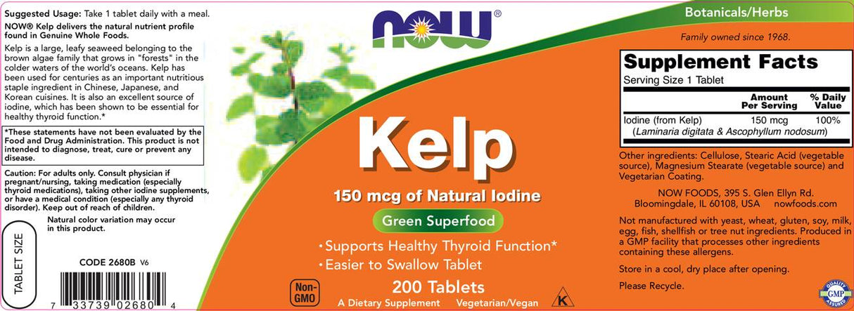 Kelp 150 mcg de iodo natural - 200 comprimidos