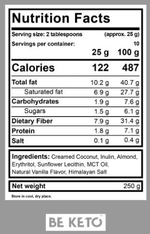 Keto Cream | Almond & Vanilla + MCT - 250 grams
