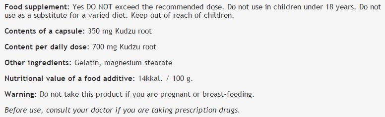 Kudzu Root 350 mg - 100 capsules