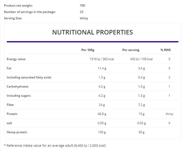 Hemp Protein / Vege 700 grams