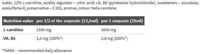 L -karnitīns 3000 ekstrēms šāviens - 25 ml