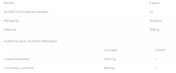 L -carnitine 500 mg - 90 Kapselen
