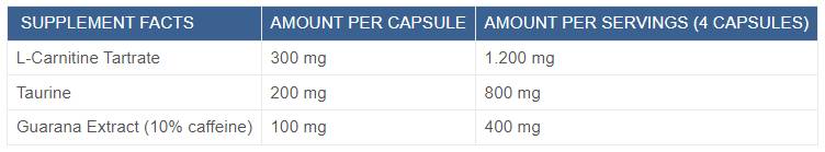 L -karnitinas + guarana + taurinas - 90 kapsulės