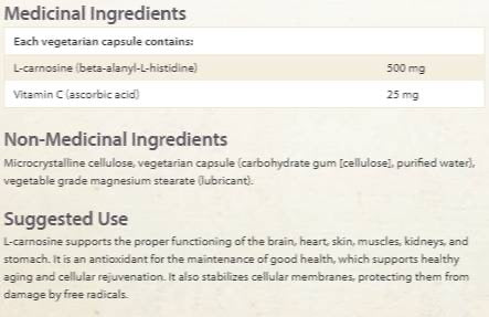 L-Carnosine/ L-Carnosine 500 mg x 60 capsules Natural Factors