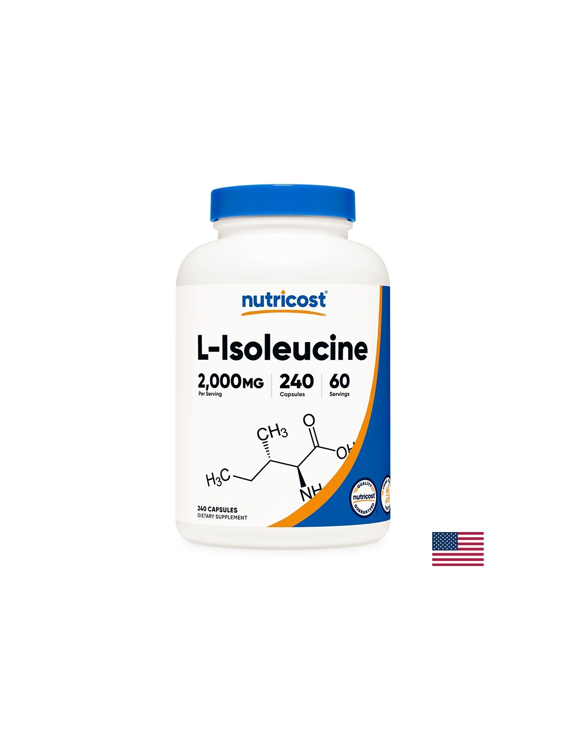 Masa mięśniowa i wytrzymałość - L-Izoleucyna, 500 mg x 240 kapsułek <tc>Nutricost</tc>