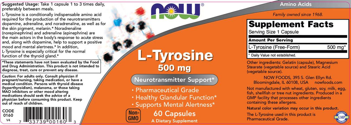 L -tirosina 500 mg - 60 cápsulas