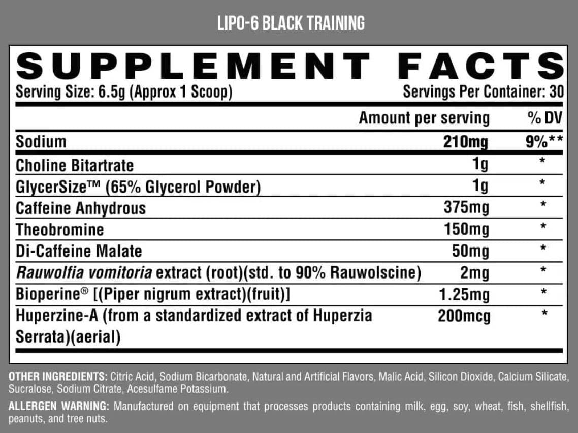 Lipo 6 Black Training / Pre-Workout - 264 grams
