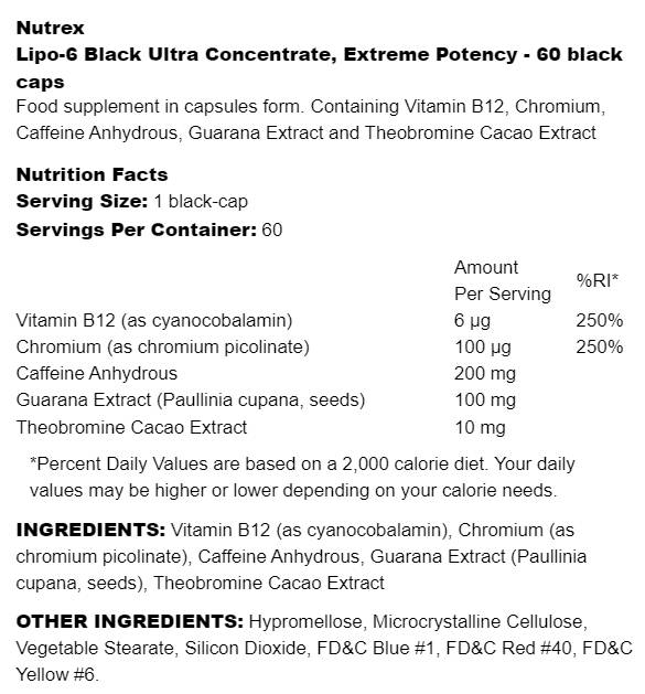 Lipo-6 Black Ultra Concentrate | Extreme Potency 60 capsules