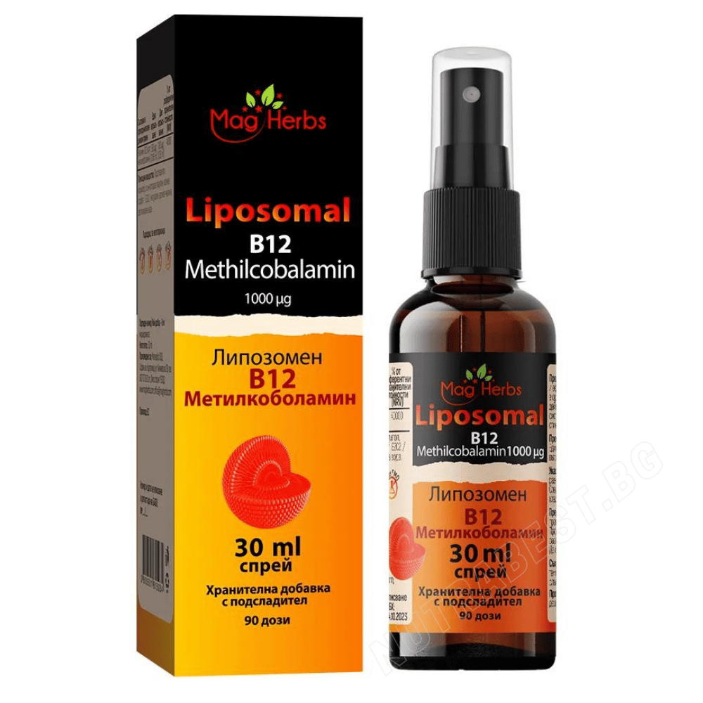 Spray de vitamina B12 liposomal Metilcobalamina 1000 µg <tc>MagHerbs</tc> /30 ml, 90 dosis/