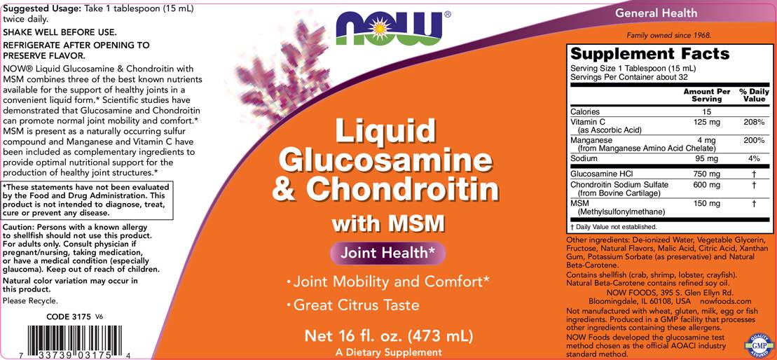 Glucosamina líquida e condroitina com MSM - 473 ml