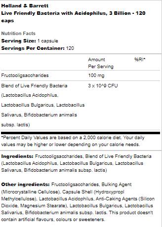Live Friendly Bacteria | With Acidophilus Chewable 120 capsules