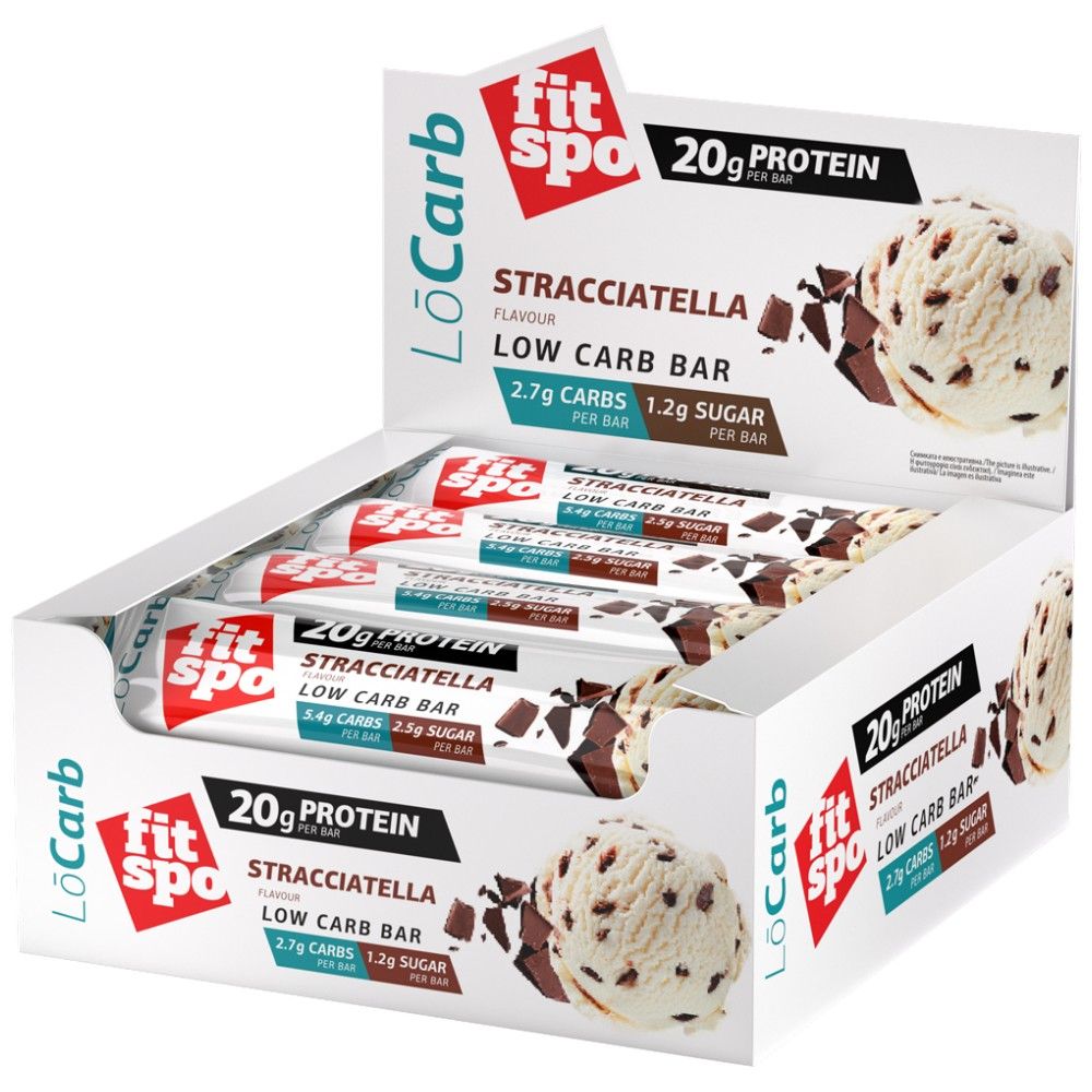 Barras de proteínas bajas en carbohidratos | Keto Friendly Stracciatella - 12 x 60 gramos