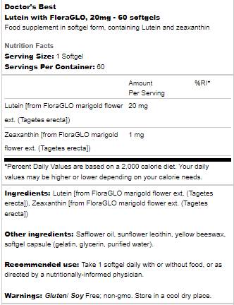 Lutein 20 mg | S Floraglo - 60 gelů tobolek