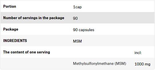 MSM 1000 mg - 90 kapsulės